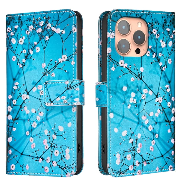 Allytechgroup iPhone 11 Pro Case Wallet Cover with Card Holder, Flip Folio Phone Case for Apple iPhone 11 Pro with Magnetic Closure, Kickstand & RFID Blocking Case for Women Men, Blossom