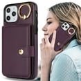 thumbnail image 1 of Allytechgroup iPhone 11 Pro Max Wallet Case, Ring Holder Stand Cards Slots Shockproof Retro Flip Back Cover Phone Case for Apple iPhone 11 Pro Max, Purple, 1 of 6
