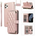 thumbnail image 1 of Allytechgroup for iPhone 11 Pro Wallet Case, Premium PU Leather Magnetic Buckle Zipper Pocket Card Slots Flip Stand Protective Cover with Hand Strap & Shoulder Strap - Rosegold, 1 of 12
