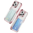 thumbnail image 1 of Allytechgroup iPhone 12/ 12 Pro Clear Case with Cards Holder, Soft TPU Back Shell Bumper Anti-Scratch Shockproof Bumper Not Yellowing Slim Phone Case for Apple iPhone 12/ 12 Pro, Pink, 1 of 8