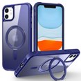 thumbnail image 1 of Allytechgroup iPhone 12/12 Pro Magnetic Case with Rotating Stand, Multi Angle Viewing Stand Anti-Scratch Compatible with Magsafe & Car Mount Phone Case for Apple iPhone 12/ iPhone 12 Pro, Darkblue, 1 of 7