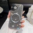 thumbnail image 1 of Allytechgroup For iPhone 12 Case with Magnetic, Luxury Sparkly Diamond Rhinestones with Wrist Strap Chain Women Girls Shockproof Bumper Protective Cover For iPhone 12, Gray, 1 of 1