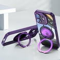 thumbnail image 1 of Allytechgroup iPhone 12 Case with Tempered Glass Lens Protector, Ring Holder Kickstand Shockproof Drop Protection Scratch Resistant Anti-Yellow Clear Back Case Cover for Apple iPhone 12, Darkpurple, 1 of 9