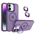 thumbnail image 1 of Allytechgroup iPhone 12 Magnetic Case with Lens Protector, Lens Kickstand Matte Translucent Wireless Charging Shockproof Anti-Scratch Hard Cover Shell for Apple iPhone 12, Darkpurple, 1 of 13