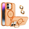 thumbnail image 1 of Allytechgroup iPhone 12 Magnetic Case with Lens Protector, Lens Kickstand Matte Translucent Wireless Charging Shockproof Anti-Scratch Hard Cover Shell for Apple iPhone 12, Orange, 1 of 13
