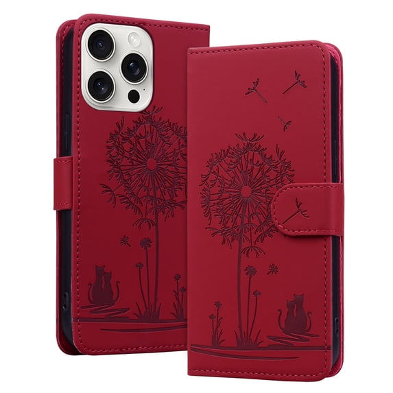 Allytechgroup for iPhone 12 Mini Case with Credit Card Slot, RFID Blocking PU Leather Flip Wallet Case for Women Girls Shockproof Protective Case Cover for iPhone 12 Mini, Red