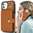 thumbnail image 1 of Allytechgroup iPhone 12 Mini Wallet Case, Ring Holder Stand Cards Slots Shockproof Retro Flip Back Cover Phone Case for Apple iPhone 12 Mini, Brown, 1 of 6