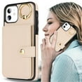 thumbnail image 1 of Allytechgroup iPhone 12 Mini Wallet Case, Ring Holder Stand Cards Slots Shockproof Retro Flip Back Cover Phone Case for Apple iPhone 12 Mini, White, 1 of 6
