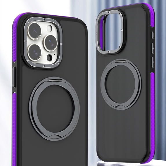 Allytechgroup for iPhone 12 Pro / 12 6.1" Case, 360° Rotatable Ring Holder Camera & Screen Protection Military Grade Drop Protection Shockproof Cover for iPhone 12 Pro / 12 6.1" Case, Purple