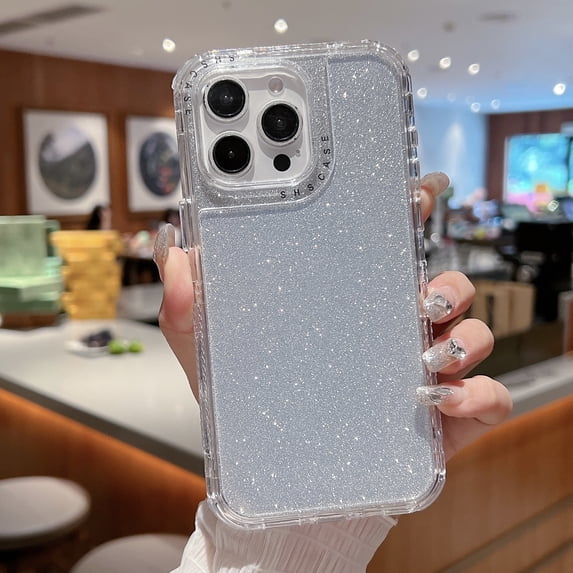Allytechgroup for iPhone 12 Pro / 12 6.1" Case, Sparkly Glitter Bling Back Slim Lighetweight Shoackproof Protective Back Cover Phone Case for iPhone 12 Pro / 12 6.1", Silver