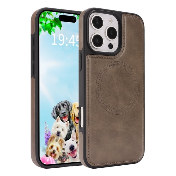 Allytechgroup iPhone 12 Pro / 12 Case, [Compatible with Magsafe] Slim Fit Shell Shockproof Anti-Scratch Lightweight Bumper Retro PU Leather TPU Phone Case for Apple iPhone 12 Pro/12,Coffee