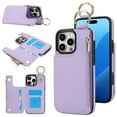 thumbnail image 1 of Allytechgroup iPhone 12 Pro / 12 6.1" Wallet Case, RFID Blocking Zipper Pocket Ring Holder Kickstand Bumper Shockproof Portable Durable Phone Case for Apple iPhone 12 Pro / 12 6.1", Violet, 1 of 8