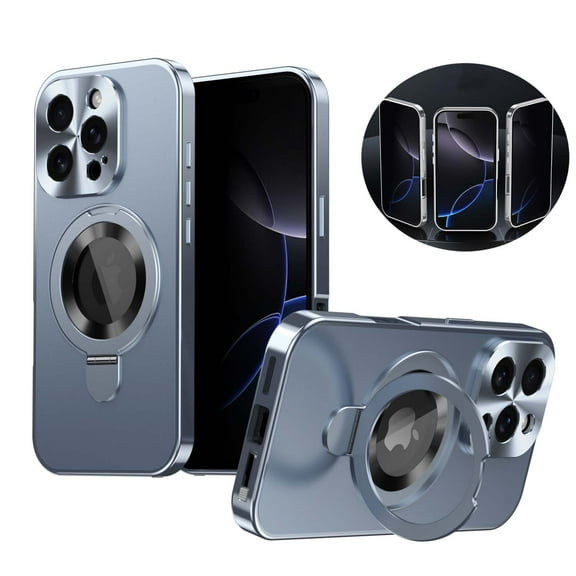 Allytechgroup iPhone 12 Pro Case with Anti-Spy Screen Protector Film, Compatible with Mag-safe Shockproof Privacy Protection Anti-Scratch Ring Stand Phone Case for Apple iPhone 12 Pro,Blue