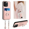 thumbnail image 1 of Allytechgroup iPhone 12 Pro Case with Cards Holder, Crossbody Shoulder Strap Ring Holder Kicsktand Bumper Shockproof Slim Fit Wallet Case Cover for Applle iPhone 12 Pro, Rosegold, 1 of 9