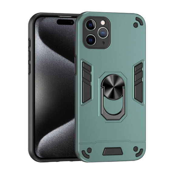 Allytechgroup iPhone 12 Pro Case Cover, Bumper Shockproof Case with Ring Holder Stand Compatible with Car Mount Premium PC and TPU Phone Case for iPhone 12 Pro, Darkgreen