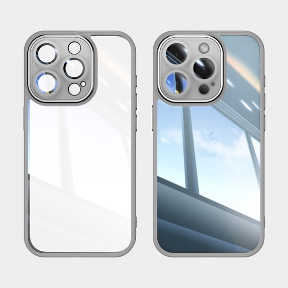 Allytechgroup iPhone 12 Pro Case, Shockproof Bumper Slim Fit Clear Back Cover with Camera Lens Protector - Anti-Scratch Phone Case for Apple iPhone 12 Pro, Gray