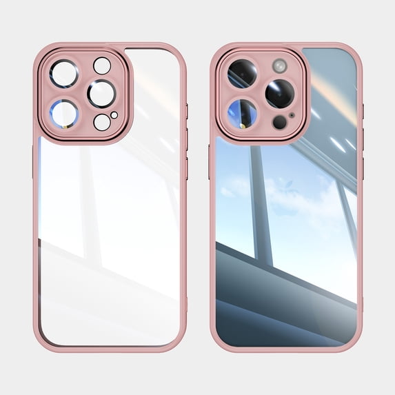 Allytechgroup iPhone 12 Pro Case, Shockproof Bumper Slim Fit Clear Back Cover with Camera Lens Protector - Anti-Scratch Phone Case for Apple iPhone 12 Pro, Pink