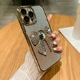 thumbnail image 1 of Allytechgroup iPhone 12 Pro Max Case Bling, Luxury Bling Butterfly Design Slim Clear Back Cover Logo Visible Anti-Yellow Shockproof Fashion Phone Case for Apple iPhone 12 Pro Max, Gold, 1 of 9