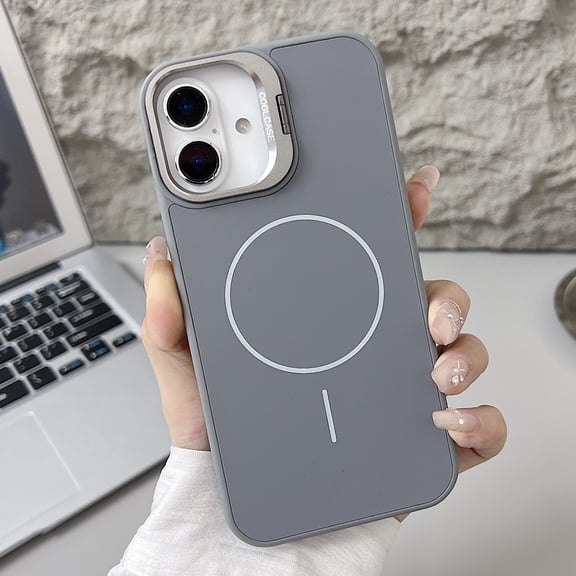 Allytechgroup for iPhone 12 Pro Max Case, Built-in Camera Lens Kickstand Support Wireless Charging Slim Bumper Shockproof Protective Magnetic Back Cover for iPhone 12 Pro Max, Gray
