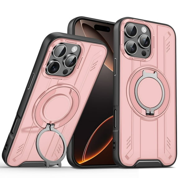 Allytechgroup iPhone 12 Pro Max Case Mangetic, Military Grade Protection Cover Compatible with Magsafe & Car Mount Ring Kickstand Bumper Rugged Phone Case for Apple iPhone 12 Pro Max, Pink