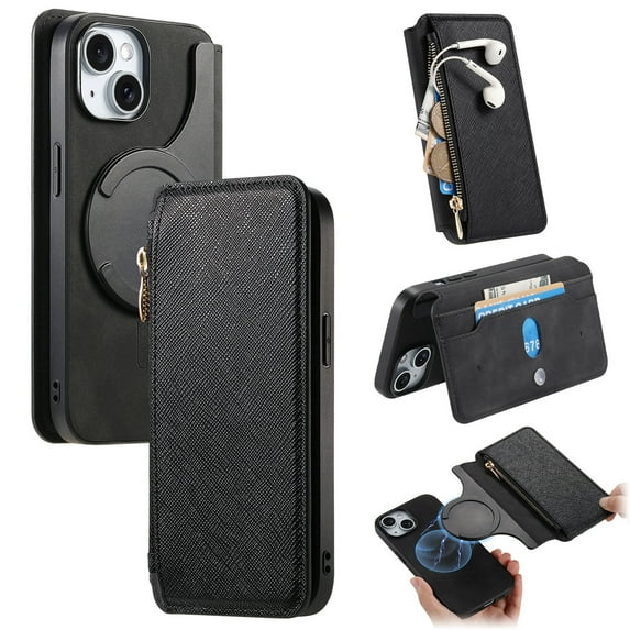 Allytechgroup iPhone 12 Pro Max Case Wallet, 2-in-1 Detachable Magnetic Back Cover Compatible with MagSafe Secure and Stylish Protection RFID Blocking Phone Case for Apple iPhone 12 Pro Max, Black