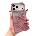 thumbnail image 1 of Allytechgroup iPhone 12 Pro Max Case for Women Girls, Glitter Bling Diamond Stylish Butterfly Design Shockproof Anti-Scratch Luxury Phone Case Cover for Apple iPhone 12 Pro Max, Pink, 1 of 6