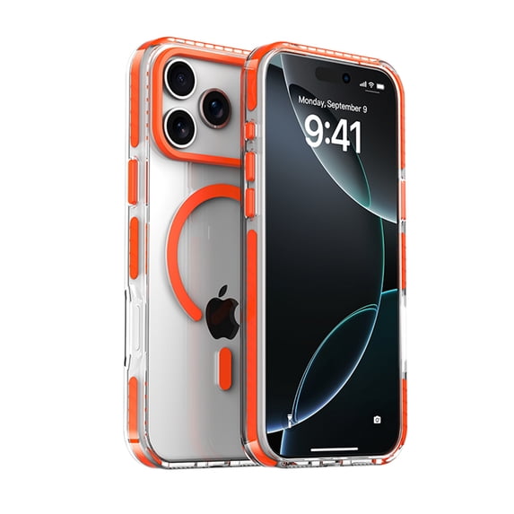 Allytechgroup iPhone 12 Pro Max Clear Case, Compatible with Magsafe Anti-Yellow Magnetic Back Cover Slim Fit Shockproof Anti-Fingerprint Phone Case for Apple iPhone 12 Pro Max, Orange