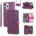 thumbnail image 1 of Allytechgroup for iPhone 12 Pro Max Wallet Case, Premium PU Leather Magnetic Buckle Zipper Pocket Card Slots Flip Stand Protective Cover with Hand Strap & Shoulder Strap - Darkpurple, 1 of 12