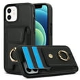 thumbnail image 1 of Allytechgroup iPhone 12/ iPhone 12 Pro Case with Wallet, Ring Holder Stand Cards Slots Cash Pocket Drop Protection Retro Leather Case for Girls Women for Apple iPhone 12/ iPhone 12 Pro, Black, 1 of 8
