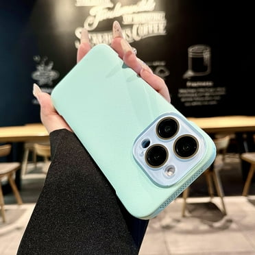 Allytechgroup iPhone 13 Case with Camera Lens Protector, Slim Fit Lightweight PU Leather PC Inner Hybrid Anti-Scratch Drop Proof Bumper Phone Case for Apple iPhone 13, Mint