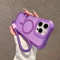thumbnail image 1 of Allytechgroup iPhone 13 Case with Hand Strap, [Compatible with Magsafe] Matte Translucent Hybrid TPU PC Back Cover Corner Protector Anti-Scratch Slim Phone Case for iPhone 13,Purple, 1 of 9