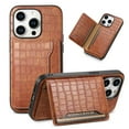 thumbnail image 1 of Allytechgroup iPhone 13 Case Wallet, Premium PU Leather Crocodile Pattern Cards Holder Stand Feature Shockproof Bumper Slim Fit Phone Case Cover for Apple iPhone 13, Brown, 1 of 6