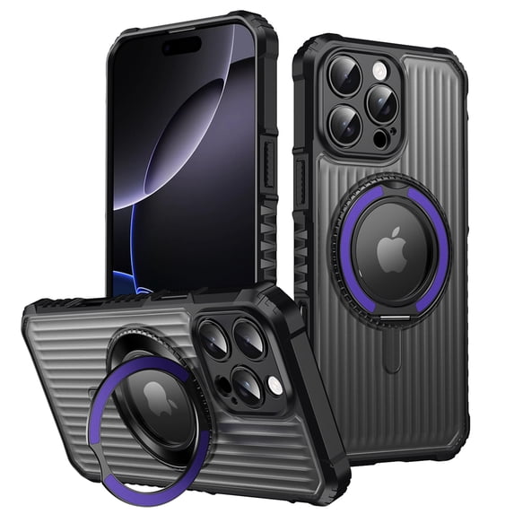 Allytechgroup for iPhone 13 Case with kickstand, Built-in Rotating Stand Universal Viewing Angles Precision Camera Cutouts Military Grade Drop Protection for Women Men, Purple