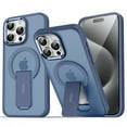 thumbnail image 1 of Allytechgroup iPhone 13 Magnetic Case, Compatible with Magsafe Wireless Charging Support Bumper Shockproof Kickstand Translucent Matted Phone Case for Apple iPhone 13, Darkblue, 1 of 10