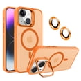 thumbnail image 1 of Allytechgroup iPhone 13 Magnetic Case with Lens Protector, Lens Kickstand Matte Translucent Wireless Charging Shockproof Anti-Scratch Hard Cover Shell for Apple iPhone 13, Orange, 1 of 13