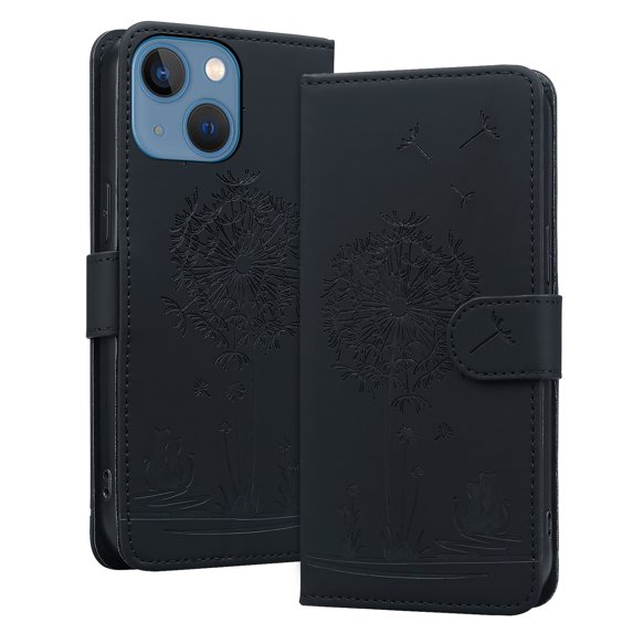 Allytechgroup for iPhone 13 Mini Case with Credit Card Slot, RFID Blocking PU Leather Flip Wallet Case for Women Girls Shockproof Protective Case Cover for iPhone 13 Mini, Black