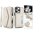 thumbnail image 1 of Allytechgroup for iPhone 13 Mini Case with Detachable Cards Holder, Built-in Shoulder Strap Wrist Strap Compatible with MagSafe Shockproof Magnetic Full Body Cover for iPhone 13 Mini, White, 1 of 7