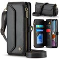 thumbnail image 1 of Allytechgroup iPhone 13 Mini Wallet Case with Shoulder Strap, Strap Wrist, Zipper Pocket, Cards Slots, RFID Blocking Shockproof Bumper Mini Carring Bag Phone Case for Apple iPhone 13 Mini,Black, 1 of 9