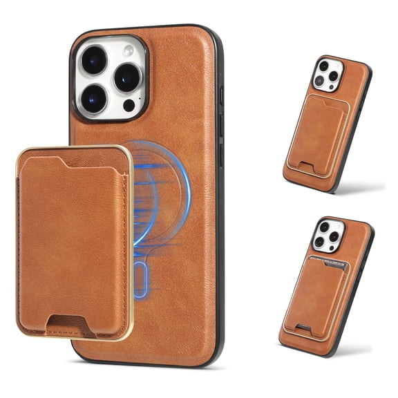Allytechgroup for iPhone 13 Phone Case with Card Holder [Compatible with Magsafe Wireless Charging] Slim PU Leather Magnetic Wallet Back Flip Case Soft TPU Bumper Shockproof Cover, Brown