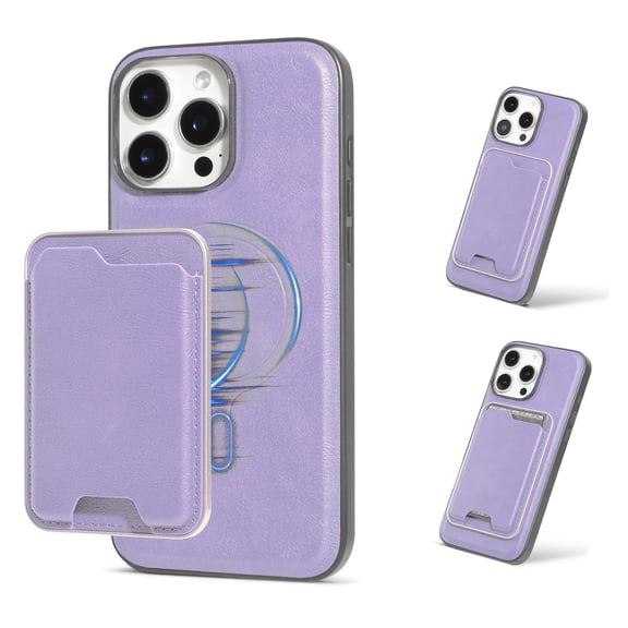 Allytechgroup for iPhone 13 Phone Case with Card Holder [Compatible with Magsafe Wireless Charging] Slim PU Leather Magnetic Wallet Back Flip Case Soft TPU Bumper Shockproof Cover, Purple