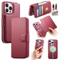 thumbnail image 1 of Allytechgroup for iPhone 13 Pro Case, 2-in-1 Wallet Phone Cover with Detachable PU Leather Card Holder, Magnetic MagSafe-Compatible RFID Blocking Protective Case & Wristband, Red, 1 of 14