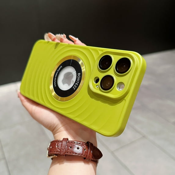 Allytechgroup iPhone 13 Pro Case, Slim Fit Magnetic Back Cover with Ripple Design and Camera Lens Protection Shockproof Anti-Scratch Bumper Magsafe Compatible Phone Case for Apple iPhone 13 Pro, Green