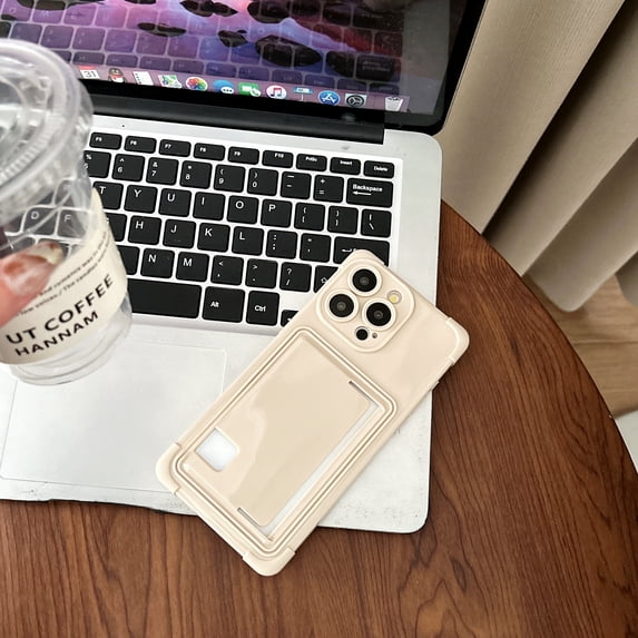 Allytechgroup for iPhone 13 Pro Max with Cards Holder, Slim Fit Phone Case with Credit Card Slot for Women Girls Shockproof and Anti-Scratch Protective Back Cover for iPhone 13 Pro Max, Beige