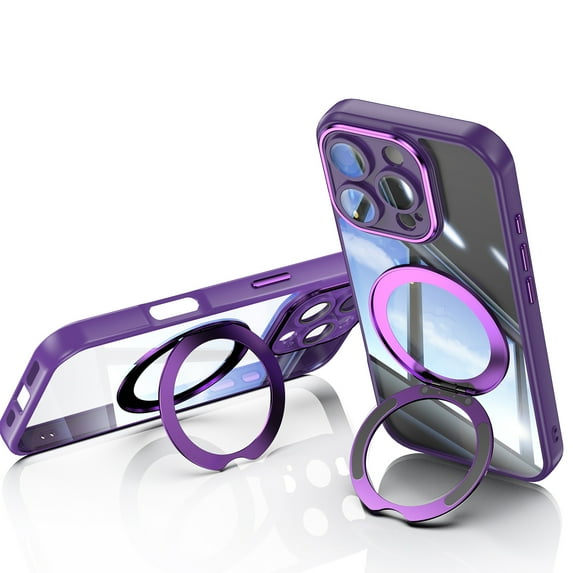Allytechgroup iPhone 13 Pro Max Case with Camera Lens Protector, Rugged Shockproof Kickstand Bumper Ring Holder Slim Fit Drop Proof Phone Case for Apple iPhone 13 Pro Max, Darkpurple