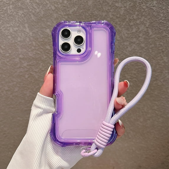 Allytechgroup iPhone 13 Pro Max Case with Lanyard, Clear TPU PC Hybrid Shockproof Anti-Scratch Corner Protective Bumper Wireless Charging Support Hand Strap Cover for Apple iPhone 13 Pro Max,Purple