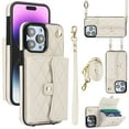 thumbnail image 1 of Allytechgroup for iPhone 13 Pro Max Wallet Case with 5 Cards Holders, Detachable Hand Strap & Shoulder Lanyard RFID Blocking Shockproof Protective Phone Case for Girls Women, White, 1 of 8