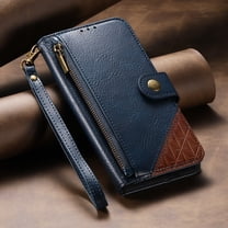 Allytechgroup iPhone 13 Pro Max Wallet Case, Flip Cover Premium PU Leather Stand Cards Slots Zipper Pocket Hand Strap Phone Case with Magnetic Closure for Apple iPhone 13 Pro Max, Blue