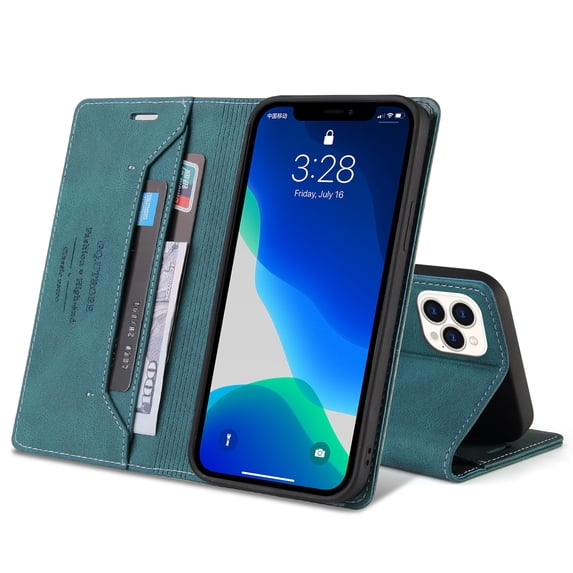 Allytechgroup for iPhone 13 Pro Max Wallet Case, RFID Blocking PU Leather Magnetic Folio Flip Card Cash Pocket Shockproof Full Body Protection Case for iPhone 16 Pro Max, Blue