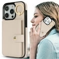 thumbnail image 1 of Allytechgroup iPhone 13 Pro Max Wallet Case, Ring Holder Stand Cards Slots Shockproof Retro Flip Back Cover Phone Case for Apple iPhone 13 Pro Max, White, 1 of 7