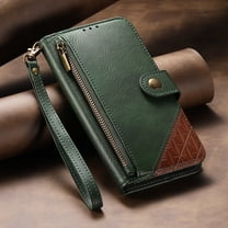 Allytechgroup iPhone 13 Pro Wallet Case, Flip Cover Premium PU Leather Stand Cards Slots Zipper Pocket Hand Strap Phone Case with Magnetic Closure for Apple iPhone 13 Pro, Green